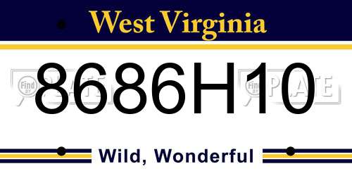 8686H10 West Virginia License Plate