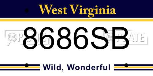 8686SB West Virginia License Plate