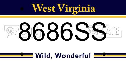 8686SS West Virginia License Plate