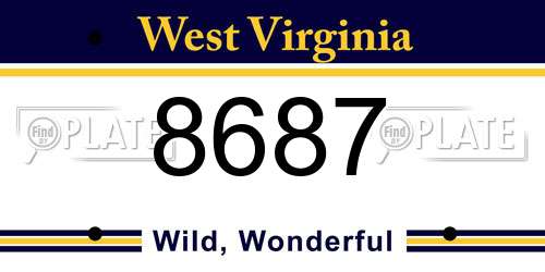 8687 West Virginia License Plate