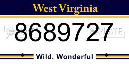 8689727 West Virginia License Plate