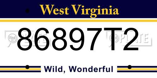 86897T2 West Virginia License Plate