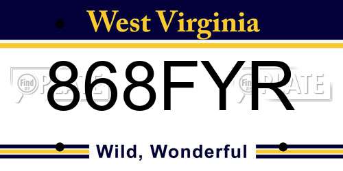 868FYR West Virginia License Plate