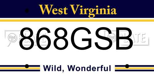 868GSB West Virginia License Plate