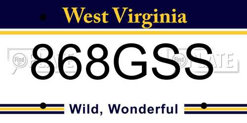 868GSS West Virginia License Plate