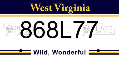 868L77 West Virginia License Plate