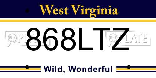 868LTZ West Virginia License Plate