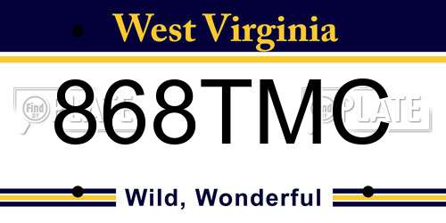 868TMC West Virginia License Plate
