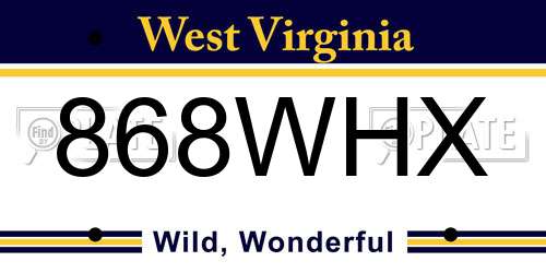 868WHX West Virginia License Plate