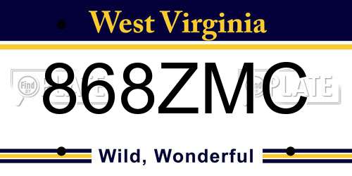 868ZMC West Virginia License Plate