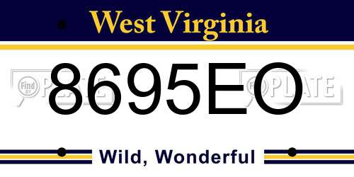 8695EO West Virginia License Plate