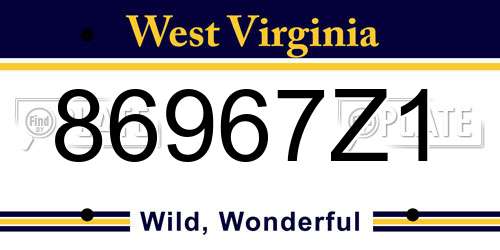 86967Z1 West Virginia License Plate
