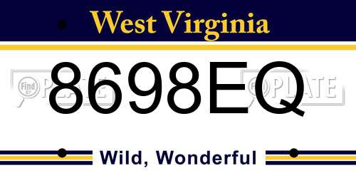 8698EQ West Virginia License Plate