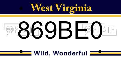 869BE0 West Virginia License Plate