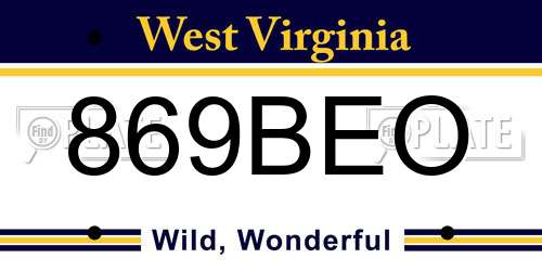 869BEO West Virginia License Plate