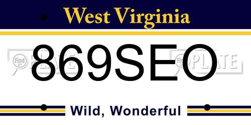 869SEO West Virginia License Plate