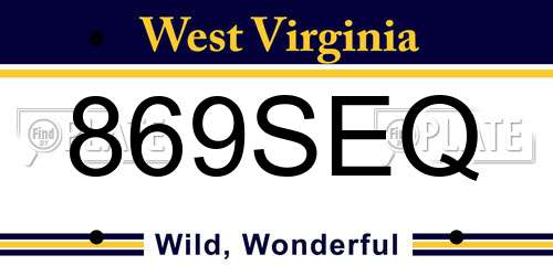 869SEQ West Virginia License Plate