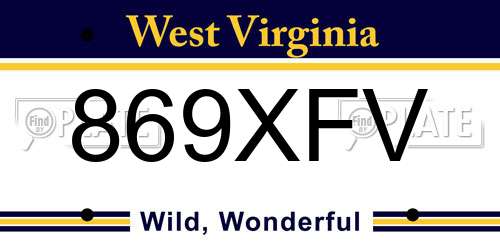 869XFV West Virginia License Plate
