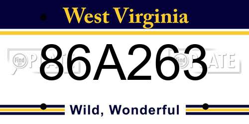 86A263 West Virginia License Plate