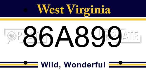 86A899 West Virginia License Plate