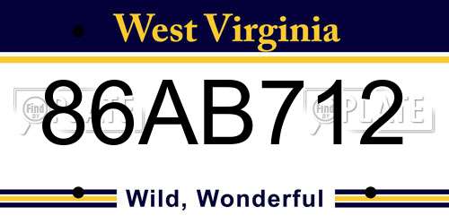 86AB712 West Virginia License Plate