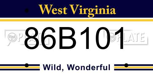 86B101 West Virginia License Plate