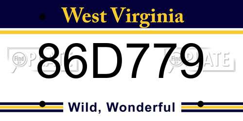 86D779 West Virginia License Plate