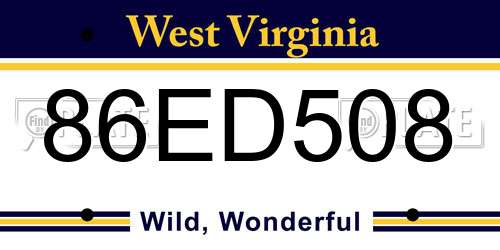 86ED508 West Virginia License Plate