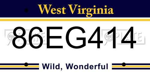 86EG414 West Virginia License Plate