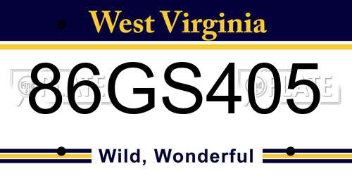 86GS405 West Virginia License Plate