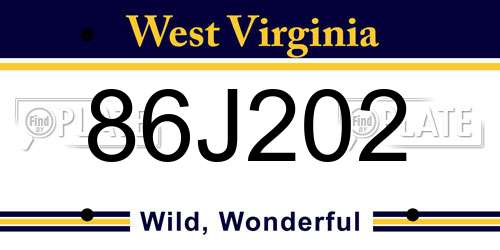 86J202 West Virginia License Plate