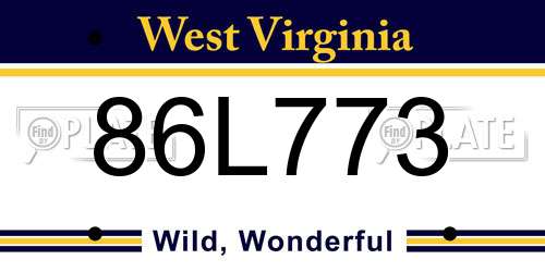 86L773 West Virginia License Plate