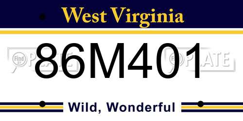 86M401 West Virginia License Plate
