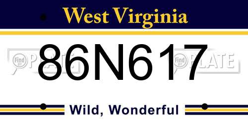 86N617 West Virginia License Plate