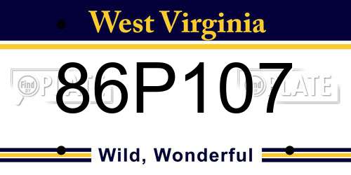 86P107 West Virginia License Plate