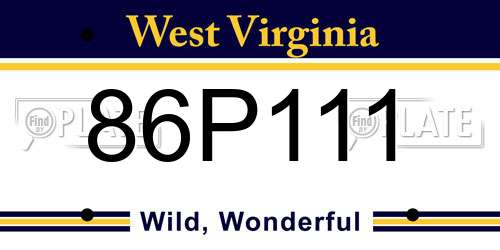 86P111 West Virginia License Plate