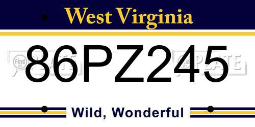 86PZ245 West Virginia License Plate