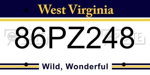 86PZ248 West Virginia License Plate