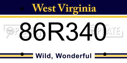 86R340 West Virginia License Plate