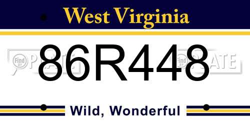 86R448 West Virginia License Plate