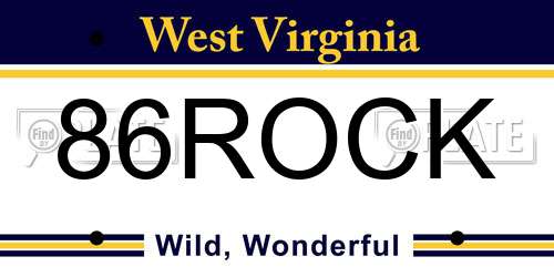 86ROCK West Virginia License Plate