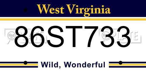 86ST733 West Virginia License Plate