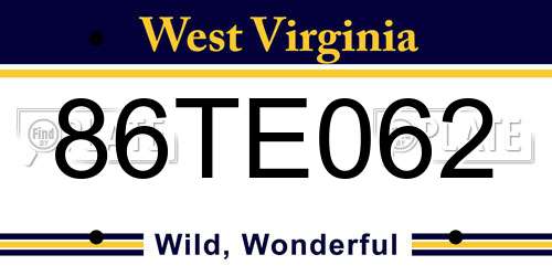 86TE062 West Virginia License Plate