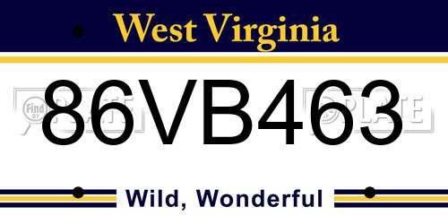 86VB463 West Virginia License Plate