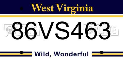 86VS463 West Virginia License Plate