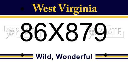 86X879 West Virginia License Plate