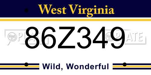 86Z349 West Virginia License Plate