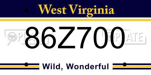 86Z700 West Virginia License Plate