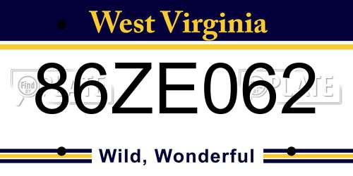 86ZE062 West Virginia License Plate