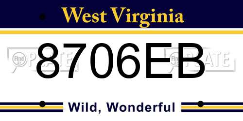 8706EB West Virginia License Plate